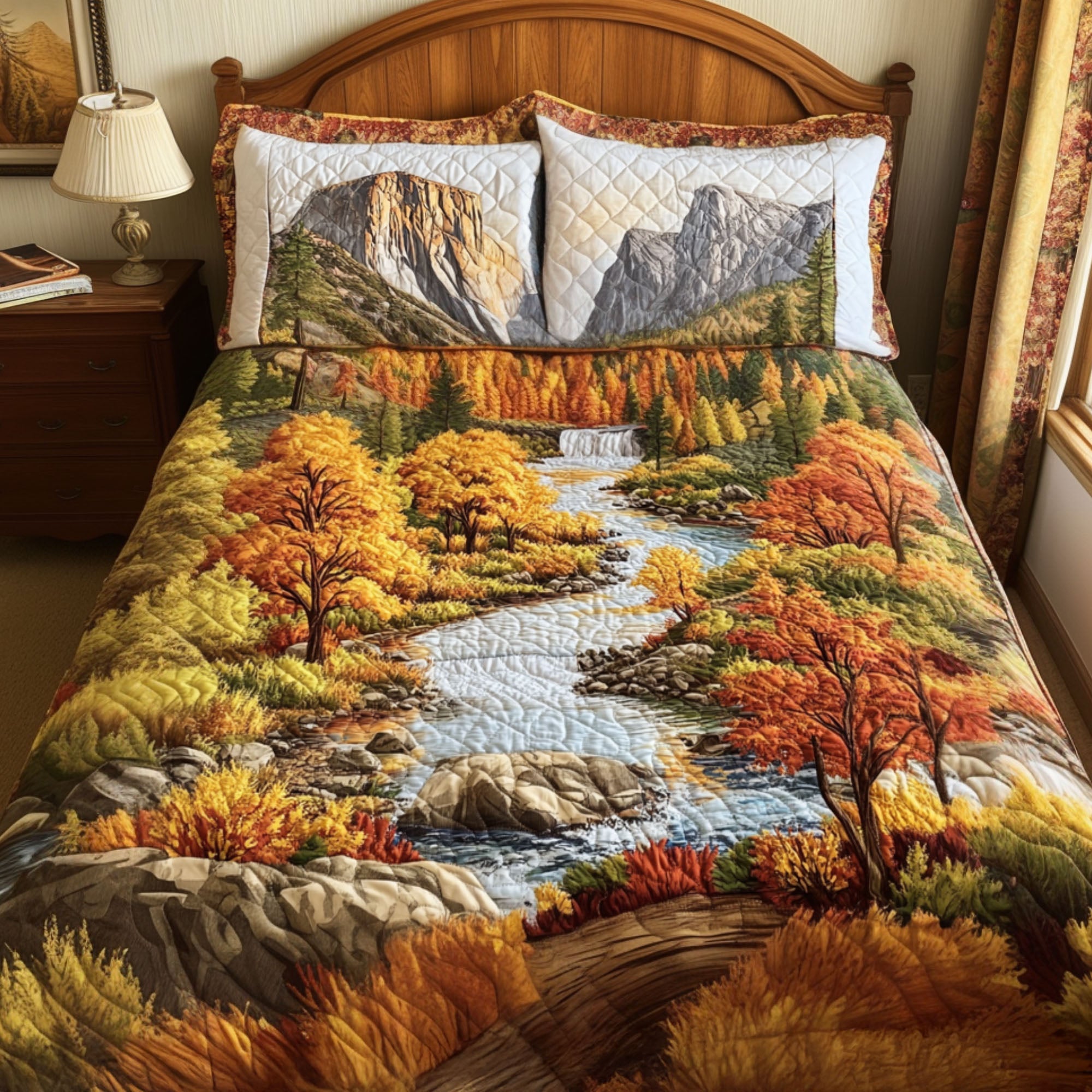 Autumn in Yosemite Quilted Bedding Set Duvet Cover Bedspread Fall Autumn Gifts For Her Autumn in Yosemite Quilted Bedding Set Duvet Cover Bedspread Fall Autumn Gifts For Her