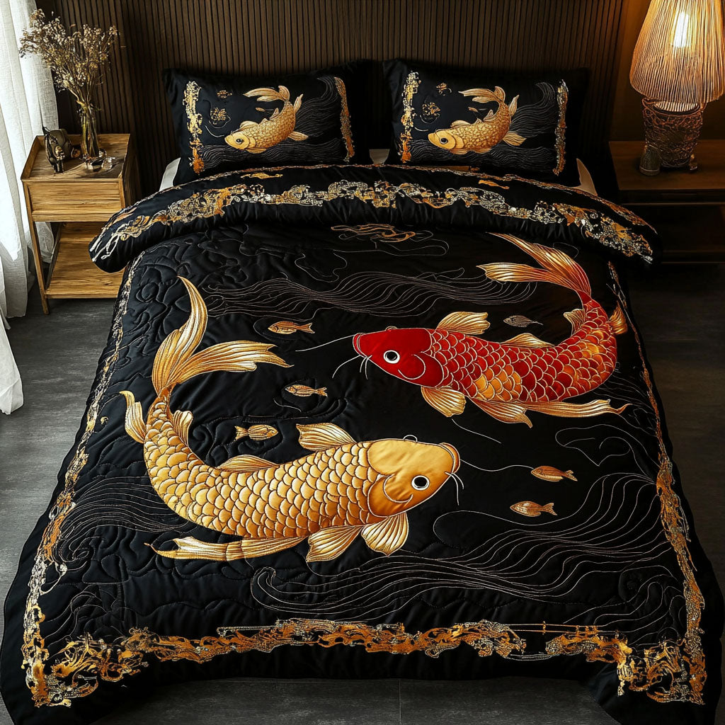 Autumn Koi Quilted Bedding Set Duvet Cover Bedspread Koi Fish Gifts Autumn Koi Quilted Bedding Set Duvet Cover Bedspread Koi Fish Gifts