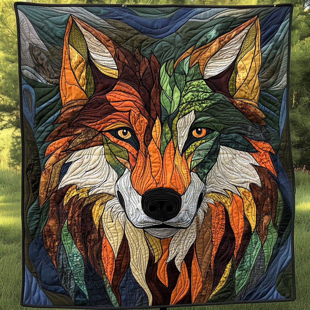 Autumn Spirit Wolf Quilted Blanket Cute Colorful Blanket Wolf Christmas Presents Autumn Spirit Wolf Quilted Blanket Cute Colorful Blanket Wolf Christmas Presents