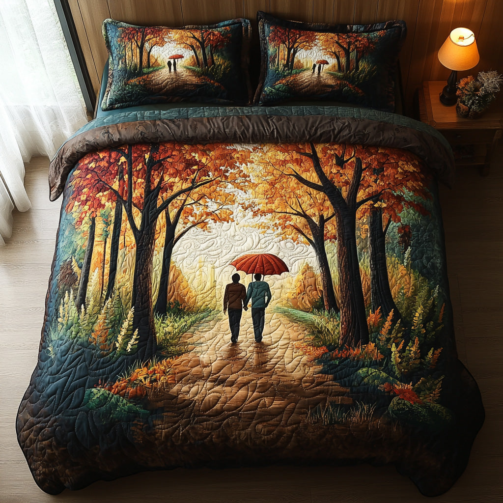 Autumn Stroll Quilted Bedding Set Duvet Cover Bed Sheet Set Christmas Gift Ideas For Entire Family