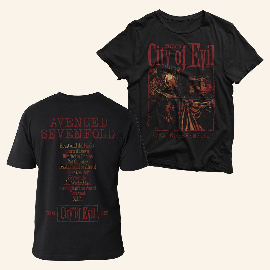 Avenged Sevenfold Merch City Of Devil 20th Anniversary Tracklist Shirt Gift For Fans Avenged Sevenfold Merch City Of Devil 20th Anniversary Tracklist Shirt Gift For Fans
