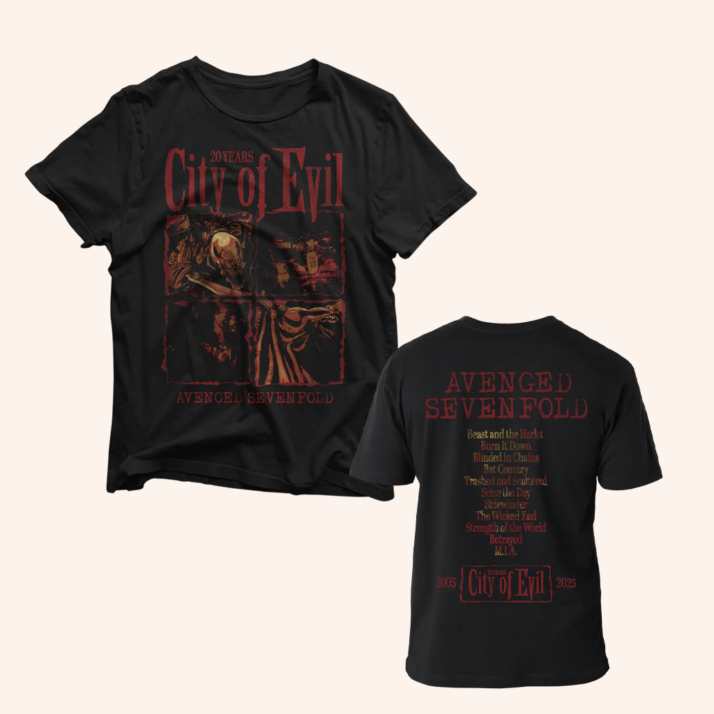 Avenged Sevenfold Merch City Of Evil 20 Years Black T-Shirt Gift Ideas For Men Avenged Sevenfold Merch City Of Evil 20 Years Black T-Shirt Gift Ideas For Men