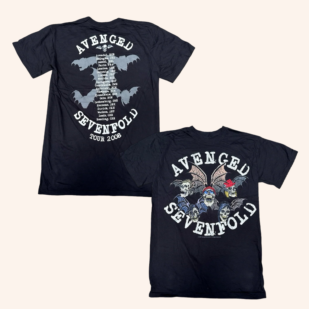 Avenged Sevenfold Merch Deathbats World Tour 2008 T-Shirt Cool Gifts For Music Lovers Avenged Sevenfold Merch Deathbats World Tour 2008 T-Shirt Cool Gifts For Music Lovers