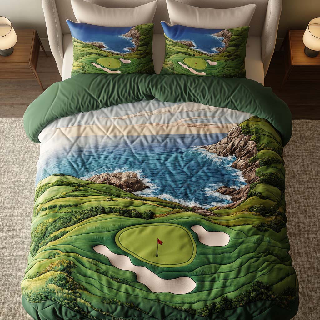 Azure Skies Golf Course Quilted Bedding Set Duvet Cover Merch Golf Christmas Gift Ideas Azure Skies Golf Course Quilted Bedding Set Duvet Cover Merch Golf Christmas Gift Ideas