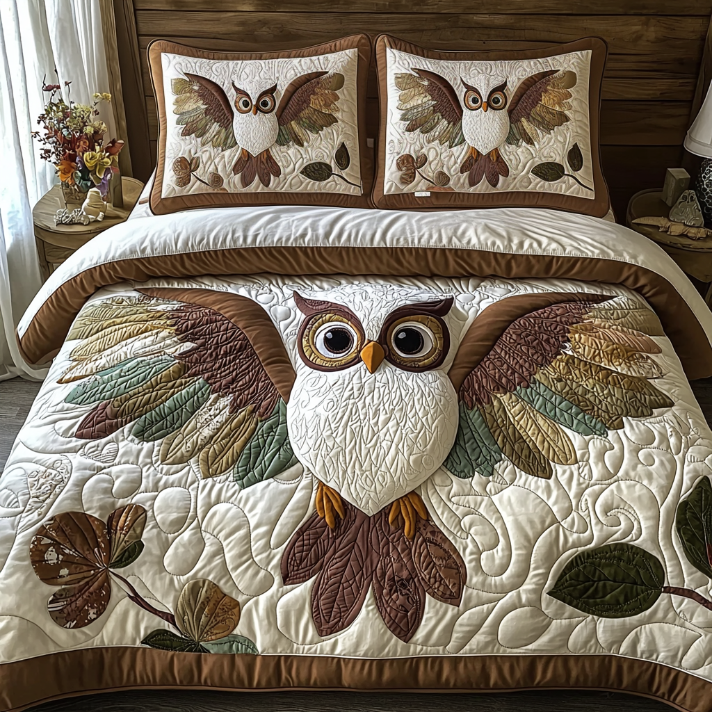 Baby Owl Quilted Bedding Set Duvet Cover Merch Cute Owl Themed Gifts Baby Owl Quilted Bedding Set Duvet Cover Merch Cute Owl Themed Gifts