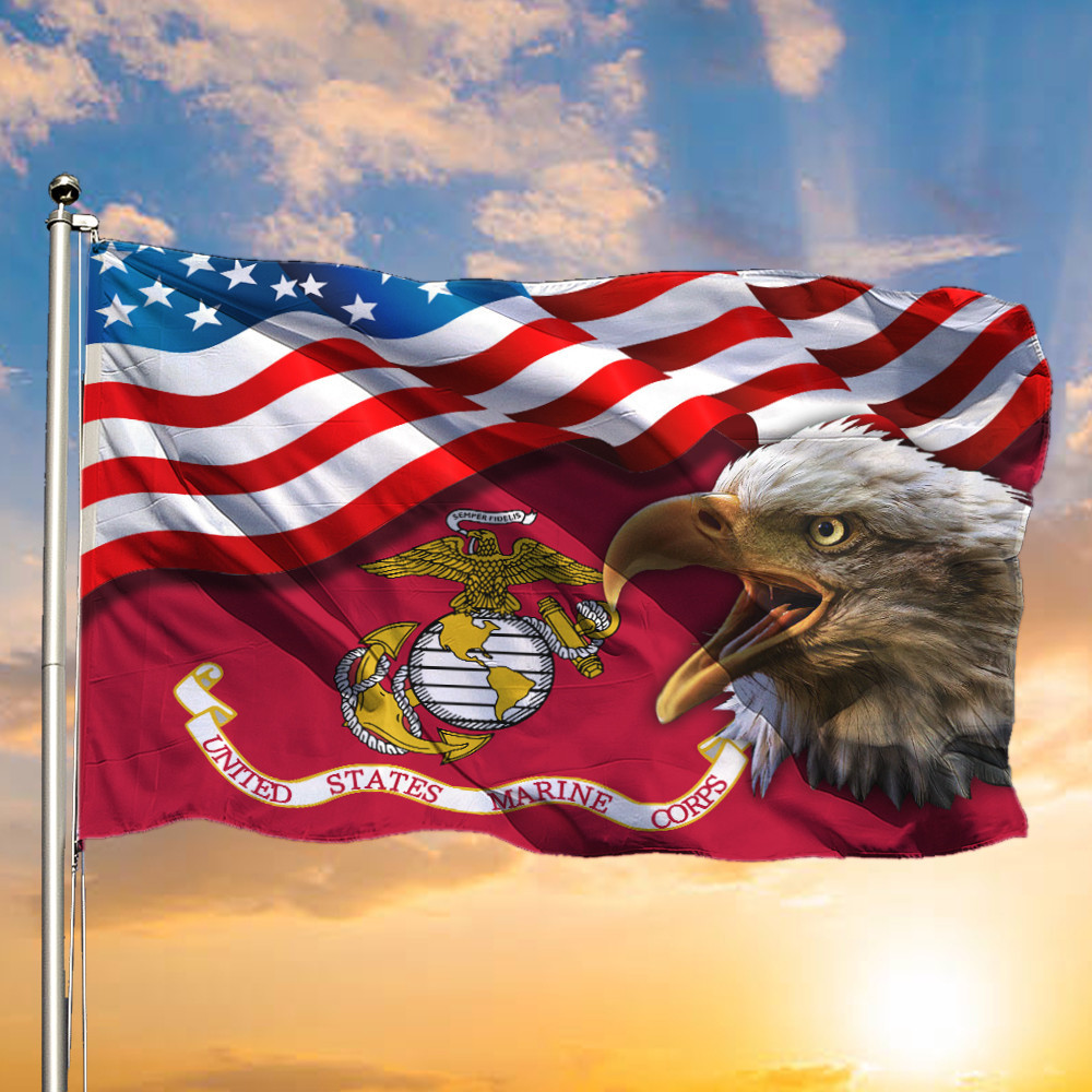 Bald Eagle US Marine Corps Flag American Flag Proud USMC Patriotic Home Decor Bald Eagle US Marine Corps Flag American Flag Proud USMC Patriotic Home Decor