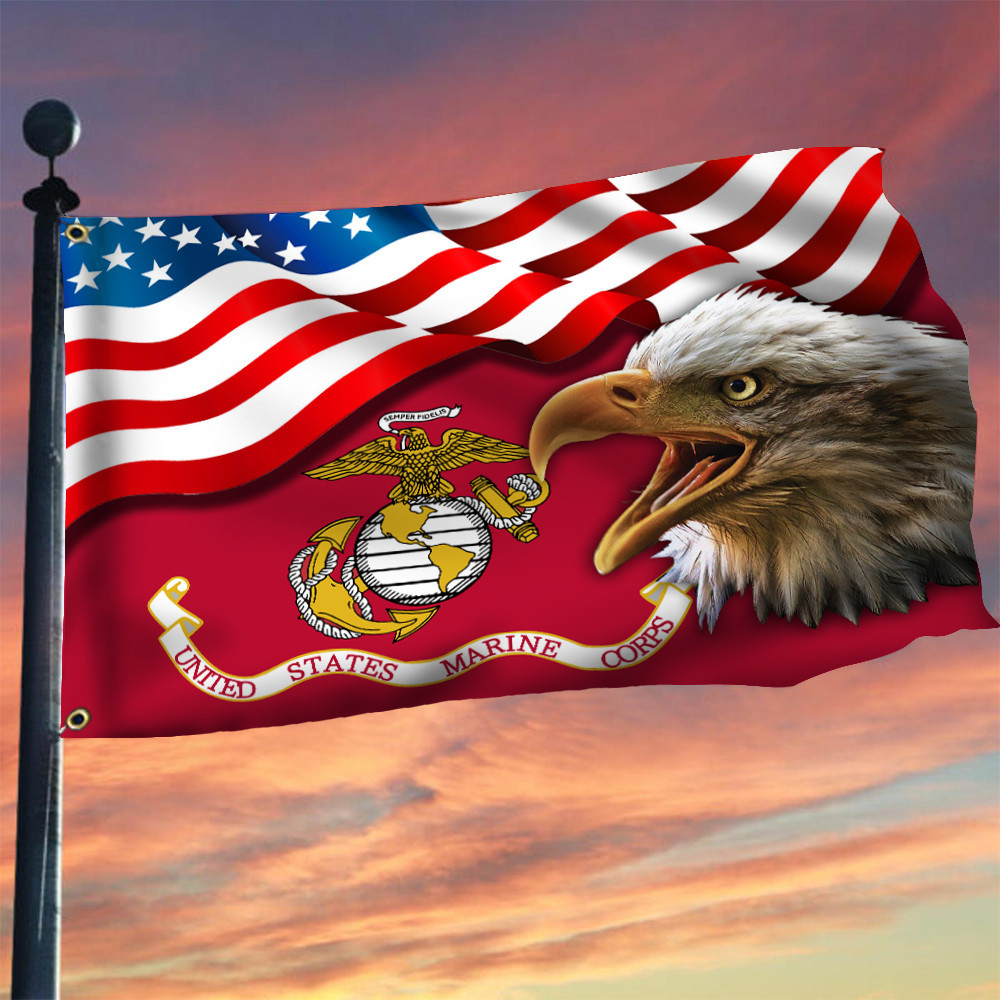 Bald Eagle US Marine Corps Flag American Flag Proud USMC Patriotic Home Decor Bald Eagle US Marine Corps Flag American Flag Proud USMC Patriotic Home Decor