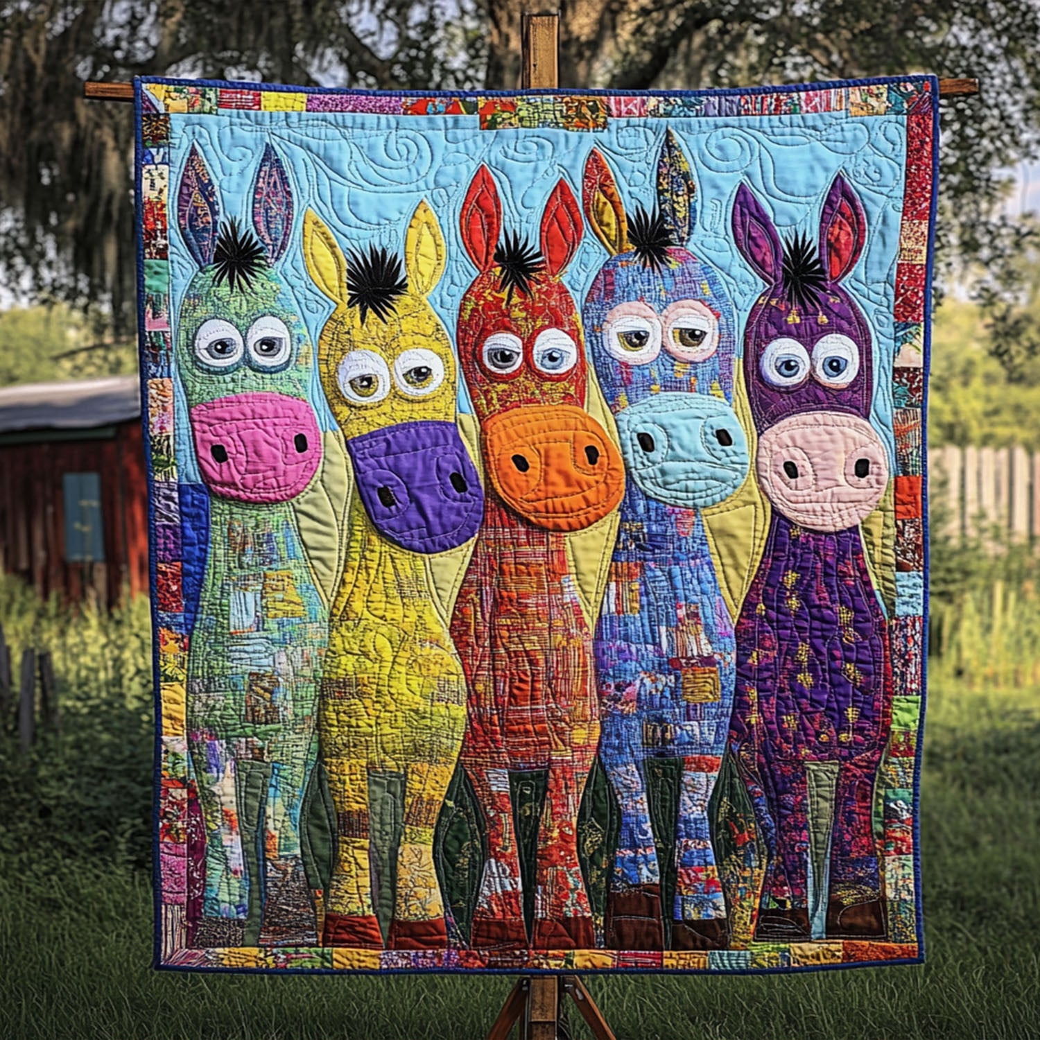 Bales of Fun Quilted Blanket Cute Colorful Blanket Gifts For Donkey Lovers Bales of Fun Quilted Blanket Cute Colorful Blanket Gifts For Donkey Lovers