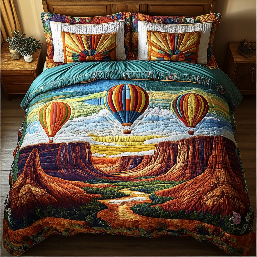 Balloon Adventure Quilted Bedding Set Duvet Cover Bed Sheet Set Mum And Daughter Gifts Balloon Adventure Quilted Bedding Set Duvet Cover Bed Sheet Set Mum And Daughter Gifts