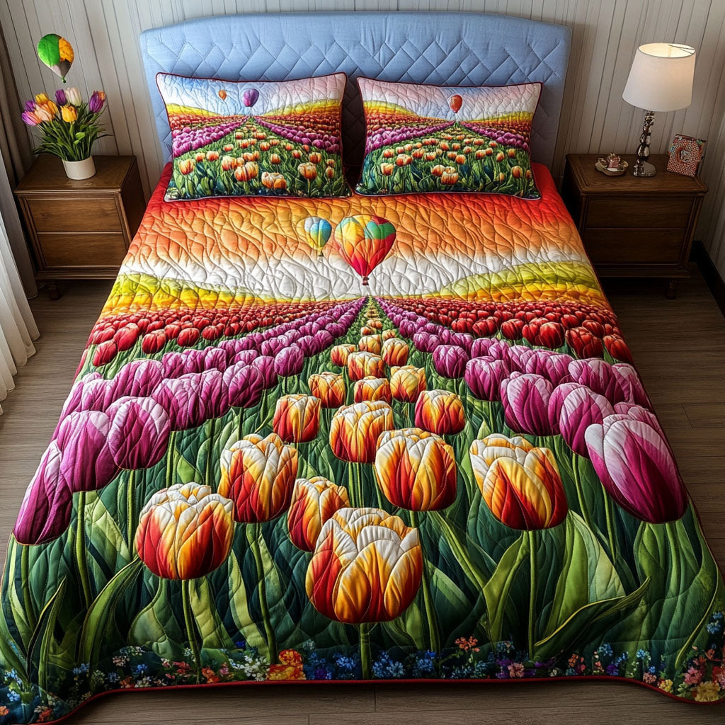 Balloon Bloom Trail Quilted Bedding Set Duvet Cover Bed Sheet Set Gifts For Tulip Lovers Balloon Bloom Trail Quilted Bedding Set Duvet Cover Bed Sheet Set Gifts For Tulip Lovers