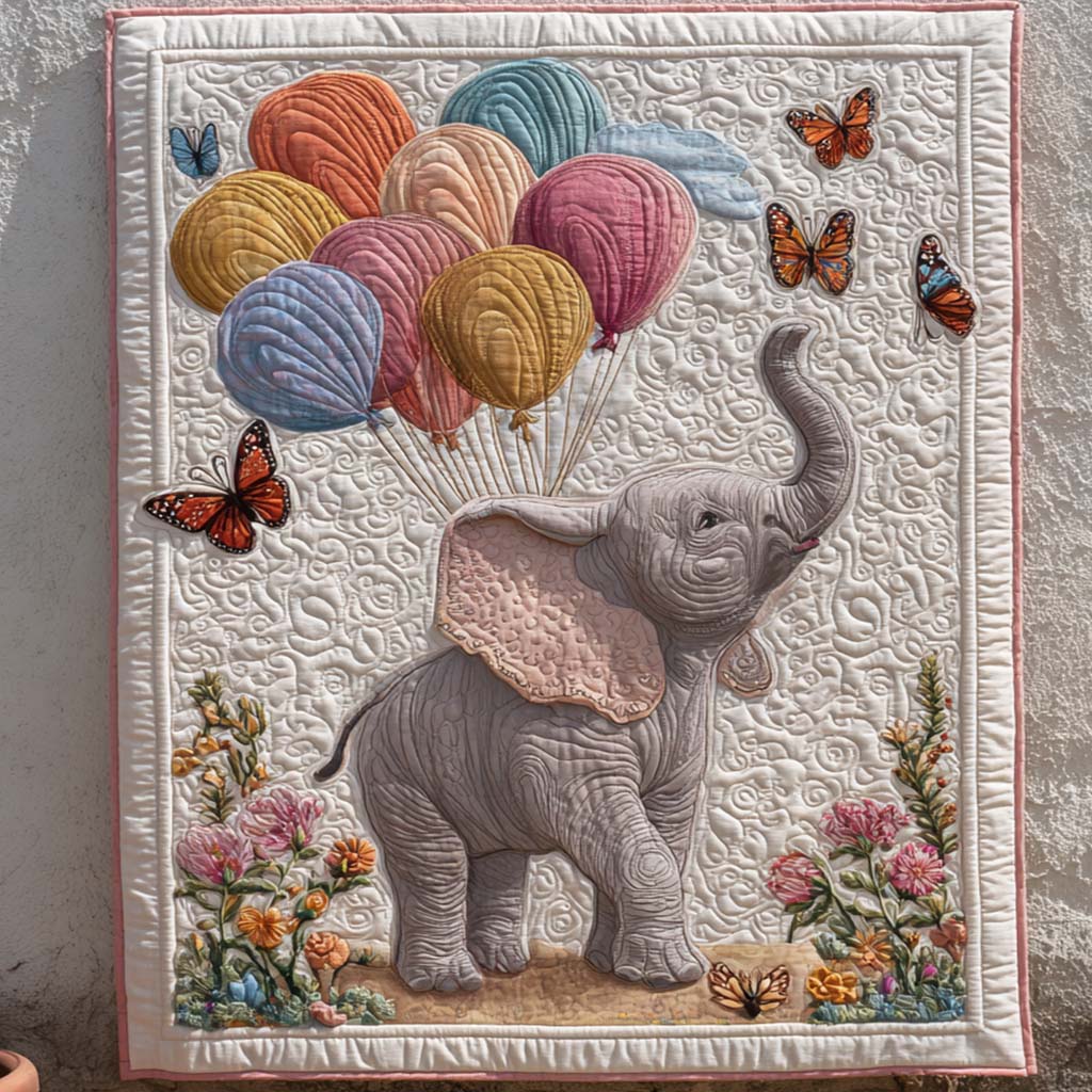 Balloon Dreams Quilted Blanket Nice Throw Blanket Gifts For Elephant Lovers