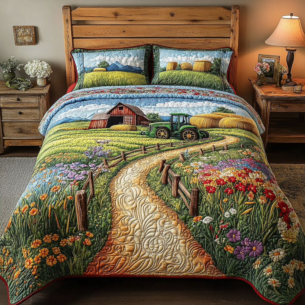 Barn Beauty Quilted Bedding Set Duvet Cover Bedspread Tractor Themed Gifts Barn Beauty Quilted Bedding Set Duvet Cover Bedspread Tractor Themed Gifts