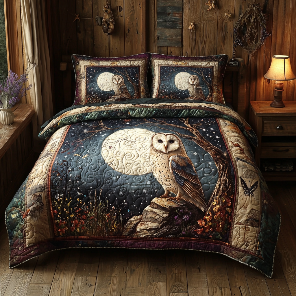 Barn Owl Mystery Quilted Bedding Set Duvet Cover Merch Owl Gifts For Him Her Barn Owl Mystery Quilted Bedding Set Duvet Cover Merch Owl Gifts For Him Her