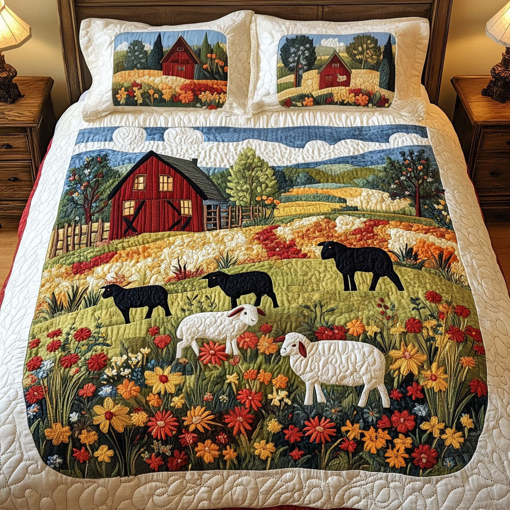 Barn Sheep Meadow Quilted Bedding Set Duvet Cover Bedspread Gifts With Sheep Themes Barn Sheep Meadow Quilted Bedding Set Duvet Cover Bedspread Gifts With Sheep Themes