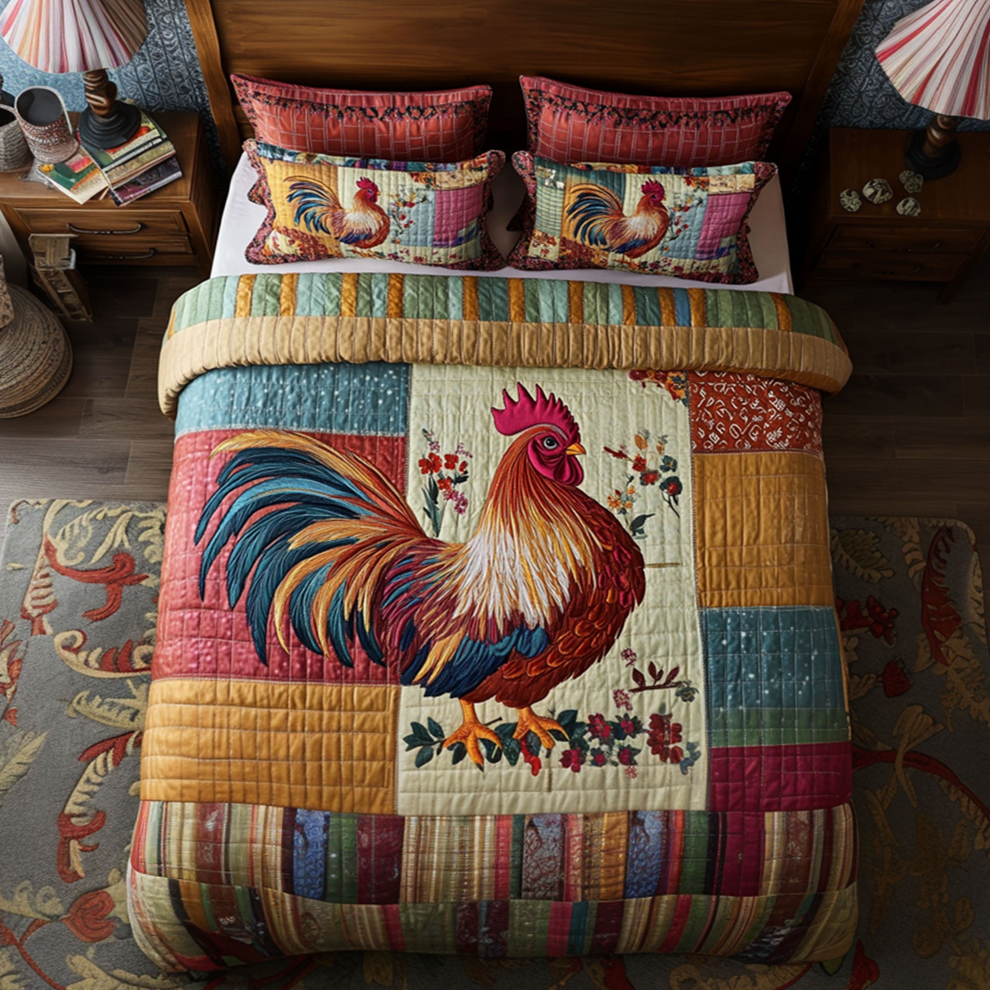 Barnyard Cluck Quilted Bedding Set Duvet Cover Merch Gifts For People With Chickens Barnyard Cluck Quilted Bedding Set Duvet Cover Merch Gifts For People With Chickens