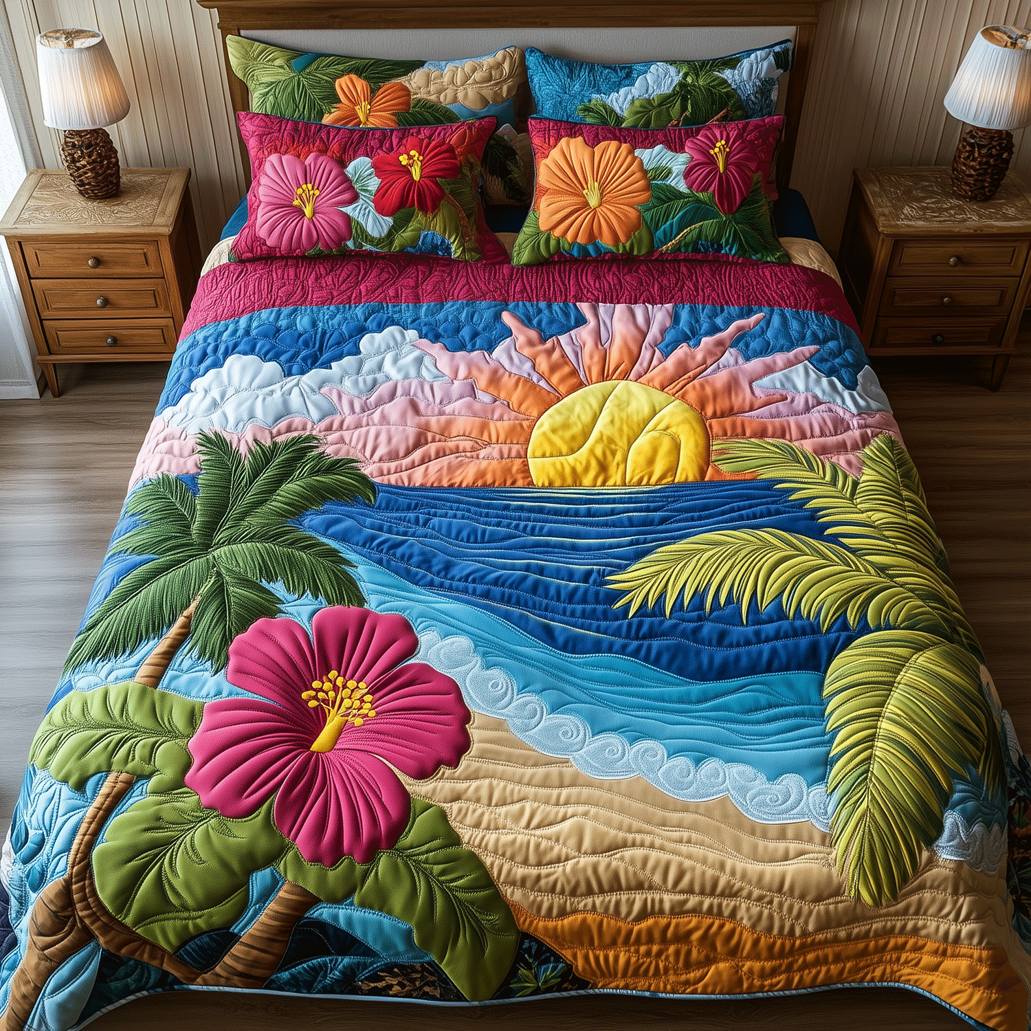 Beach Horizon Quilted Bedding Set Duvet Cover Bedspread Beach Trip Gift Ideas Beach Horizon Quilted Bedding Set Duvet Cover Bedspread Beach Trip Gift Ideas