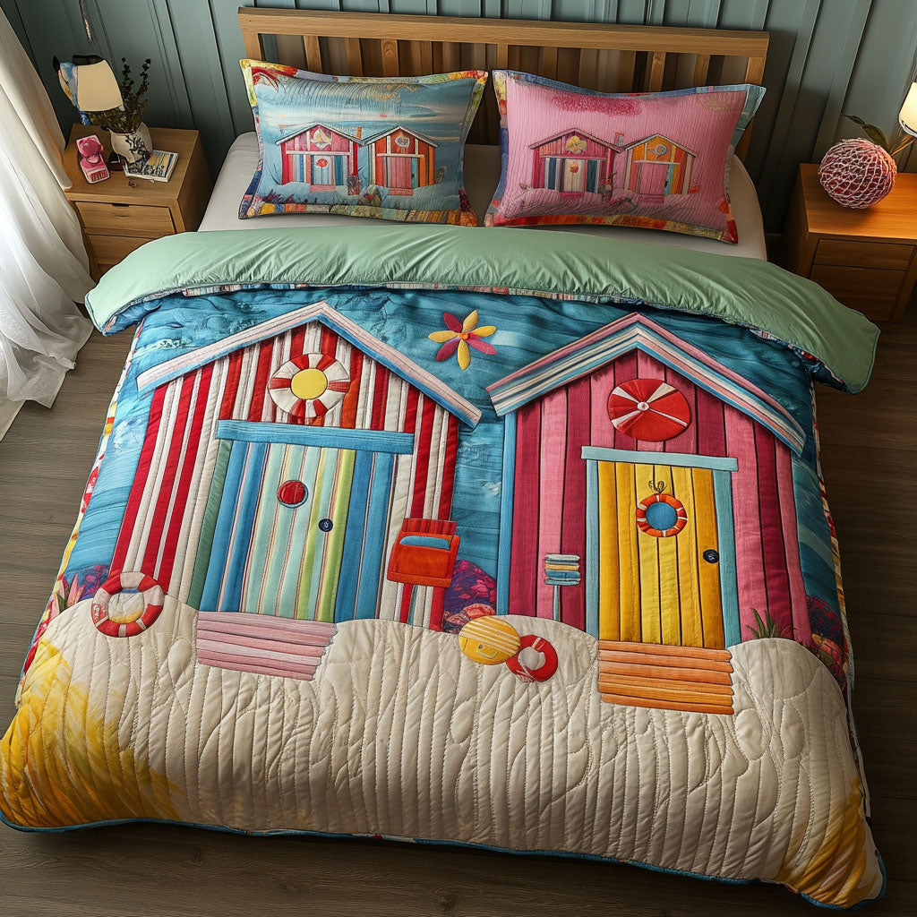 Beach Hut Escape Quilted Bedding Set Duvet Cover Bedspread Gifts For Someone Who Likes The Beach Beach Hut Escape Quilted Bedding Set Duvet Cover Bedspread Gifts For Someone Who Likes The Beach