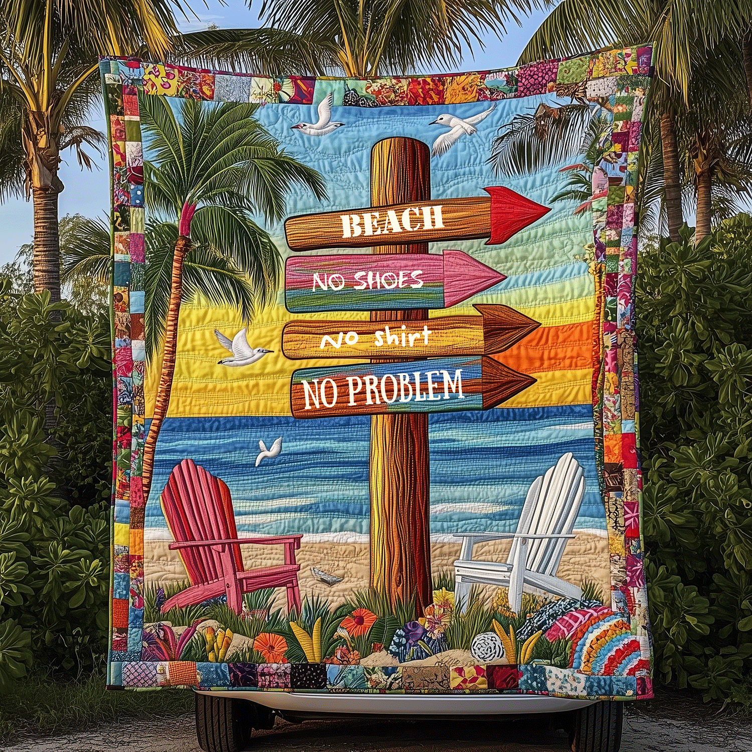 Beach No Problem Quilted Blanket Cute Throw Blanket Beach Vacation Gift Ideas Beach No Problem Quilted Blanket Cute Throw Blanket Beach Vacation Gift Ideas