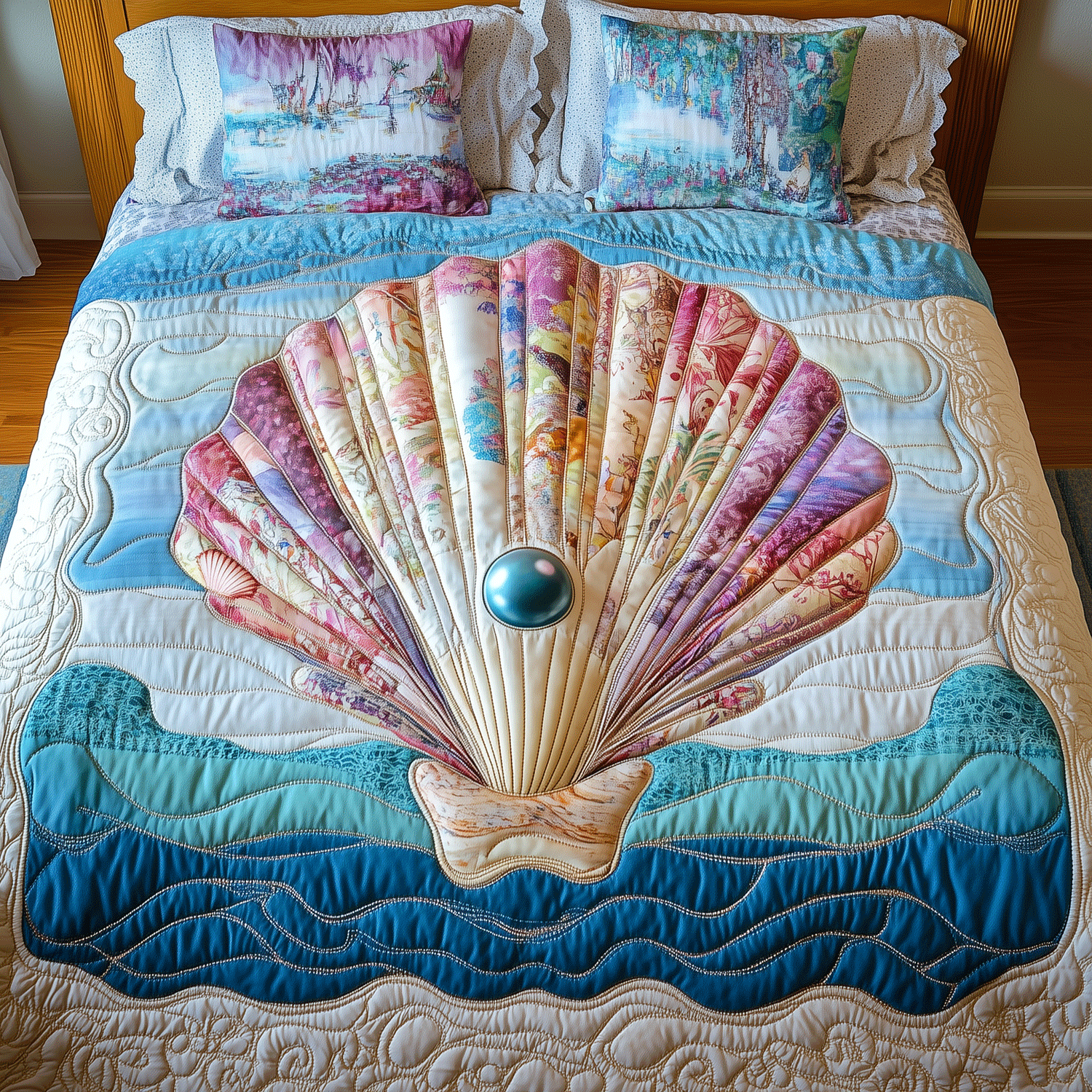 Beach Shell Beauty Quilted Bedding Set Duvet Cover Bedspread Beach Housewarming Gifts