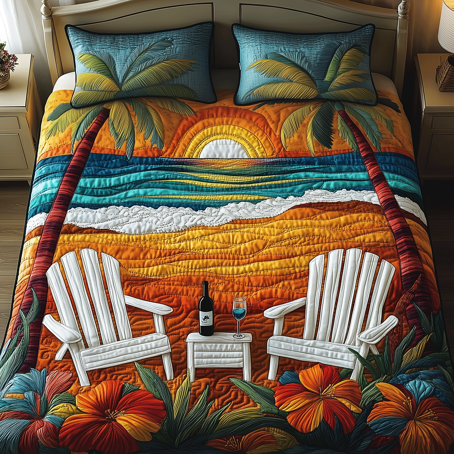 Beach Sunset Quilted Bedding Set Duvet Cover Bedspread Beach Christmas Gifts Beach Sunset Quilted Bedding Set Duvet Cover Bedspread Beach Christmas Gifts