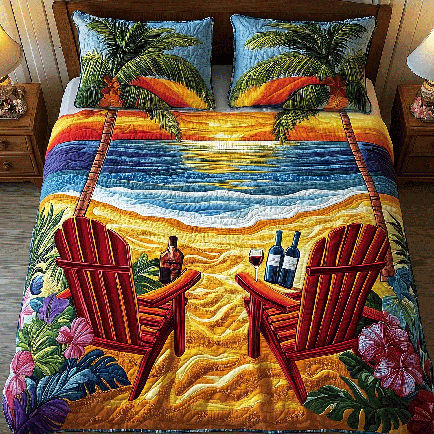 Beach Vibes Quilted Bedding Set Duvet Cover Bedspread Beach Gifts For Women Beach Vibes Quilted Bedding Set Duvet Cover Bedspread Beach Gifts For Women