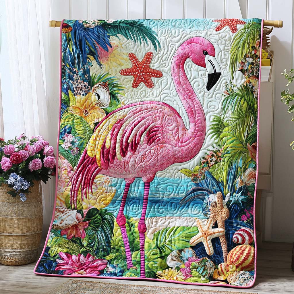Beachy Flamingo Quilted Blanket Nice Throw Blanket Great Flamingo Lover Gifts Beachy Flamingo Quilted Blanket Nice Throw Blanket Great Flamingo Lover Gifts