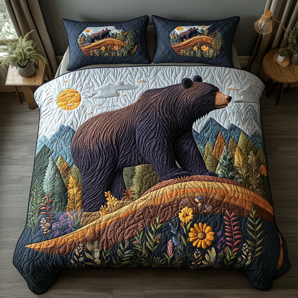 Bear Country Quilted Bedding Set Duvet Cover Bedspread Gifts For Bear Lovers Bear Country Quilted Bedding Set Duvet Cover Bedspread Gifts For Bear Lovers