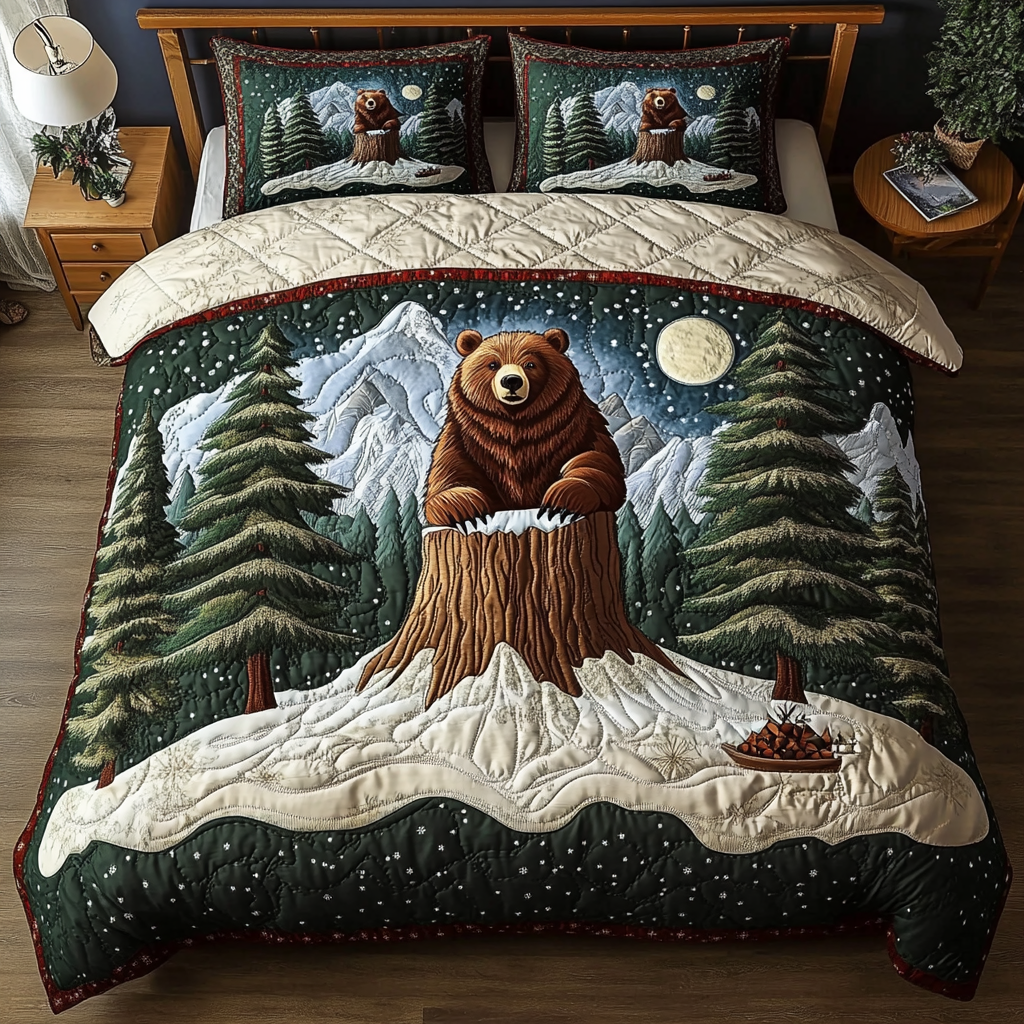Bear Creek Quilted Bedding Set Duvet Cover Bedspreads Bear Gifts For Men Bear Creek Quilted Bedding Set Duvet Cover Bedspreads Bear Gifts For Men