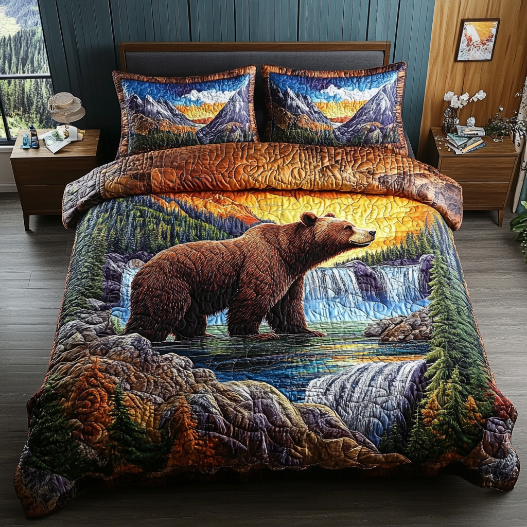 Bear Hollow Quilted Bedding Set Duvet Cover Bed Sheet Set Bear Gifts For Him Her Bear Hollow Quilted Bedding Set Duvet Cover Bed Sheet Set Bear Gifts For Him Her