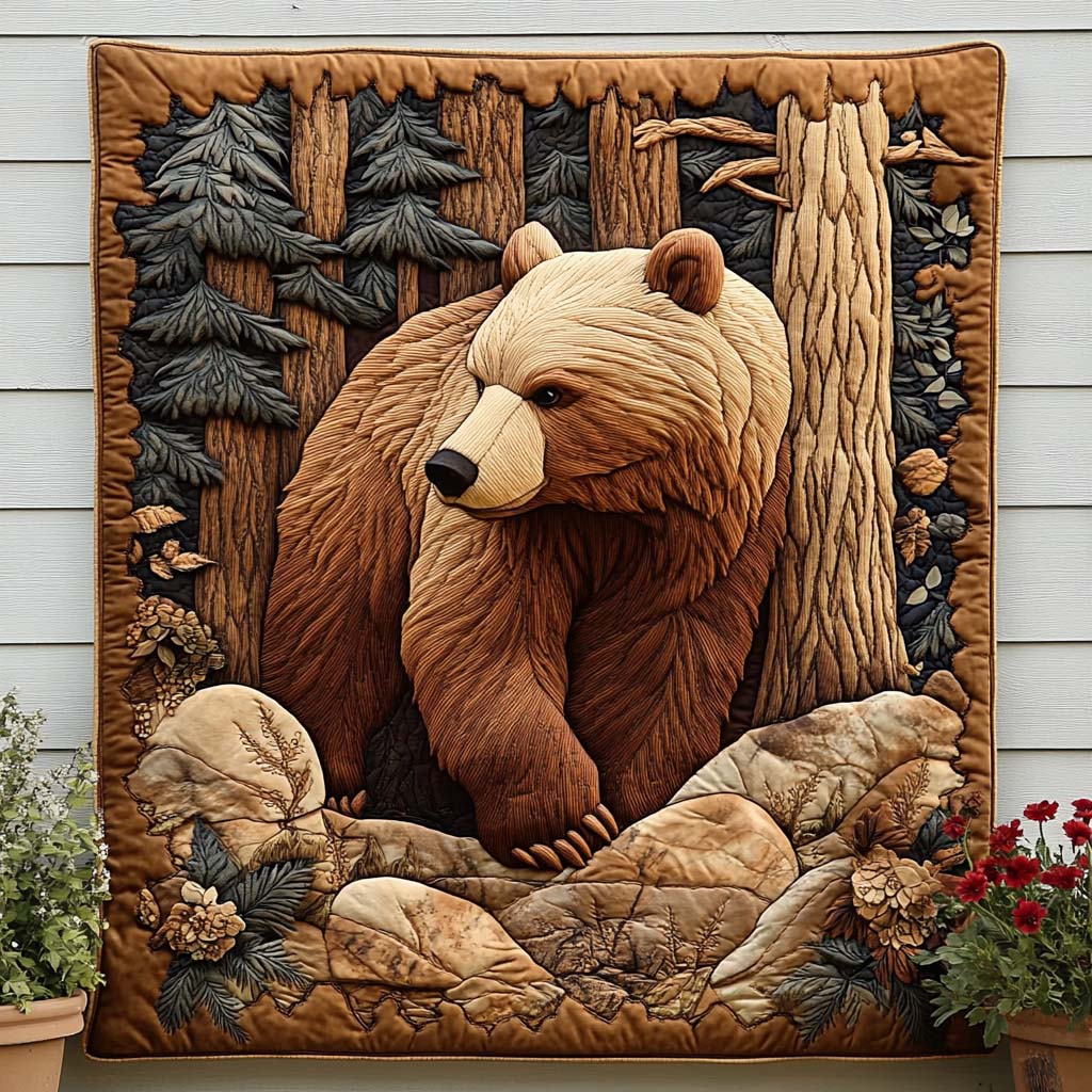 Bear in Pines Quilted Blanket Sofa Throw Blanket Unique Bear Gifts Forest Bear in Pines Quilted Blanket Sofa Throw Blanket Unique Bear Gifts Forest