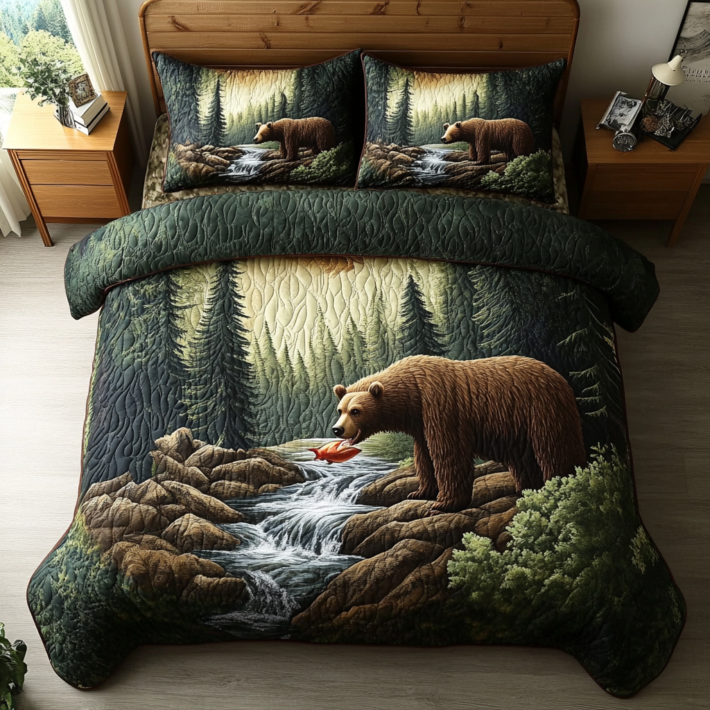 Bear Tracks Quilted Bedding Set Duvet Cover Bedspreads Bear Gifts For Dad Bear Tracks Quilted Bedding Set Duvet Cover Bedspreads Bear Gifts For Dad