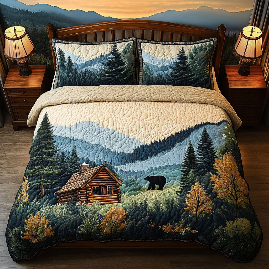 Bears Refuge Quilted Bedding Set Duvet Cover Bed Sheet Set Bear Gifts For Men