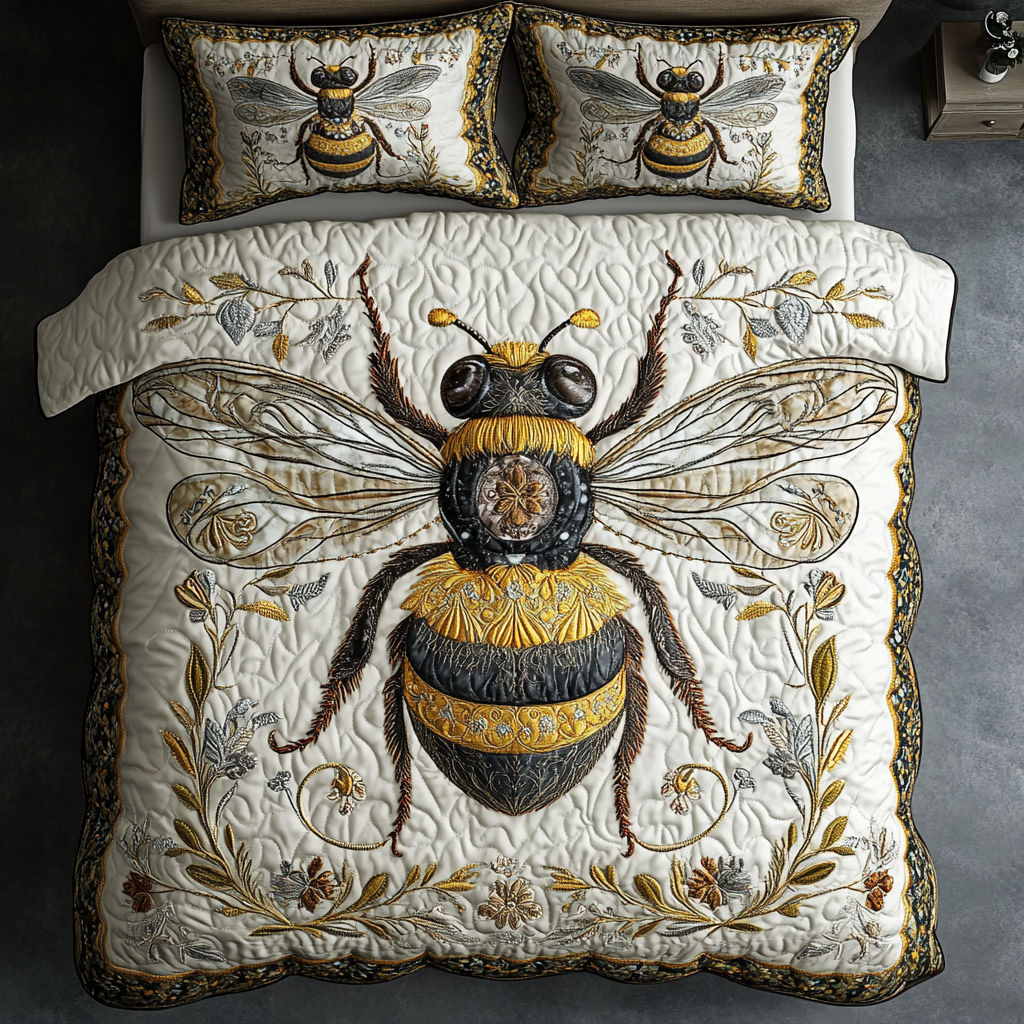 Bee Bliss Quilted Bedding Set Duvet Cover Bed Sheet Set Bee Gifts For Her Bee Bliss Quilted Bedding Set Duvet Cover Bed Sheet Set Bee Gifts For Her