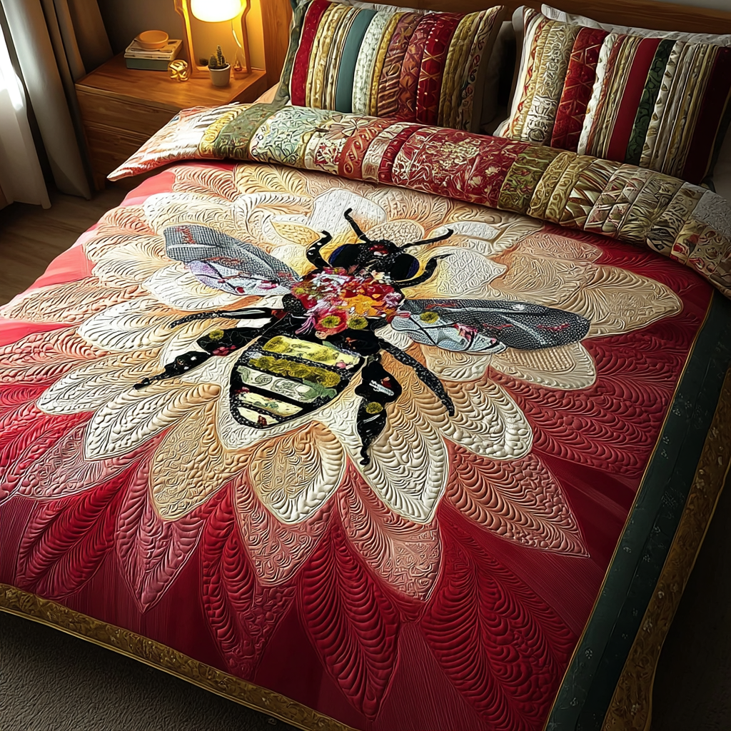 Bee Charm Quilted Bedding Set Duvet Cover Bed Sheet Set Bee Present Ideas