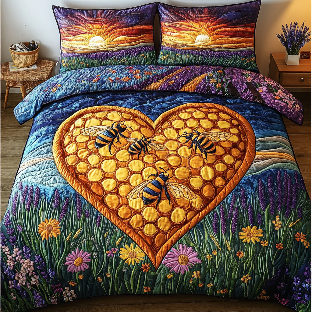 Bee Dance Quilted Bedding Set Duvet Cover Bed Sheet Set Bumblebee Gifts For Her Bee Dance Quilted Bedding Set Duvet Cover Bed Sheet Set Bumblebee Gifts For Her