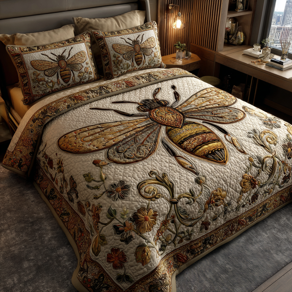 Bee Dream Quilted Bedding Set Duvet Cover Bed Sheet Set Bee Themed Gifts