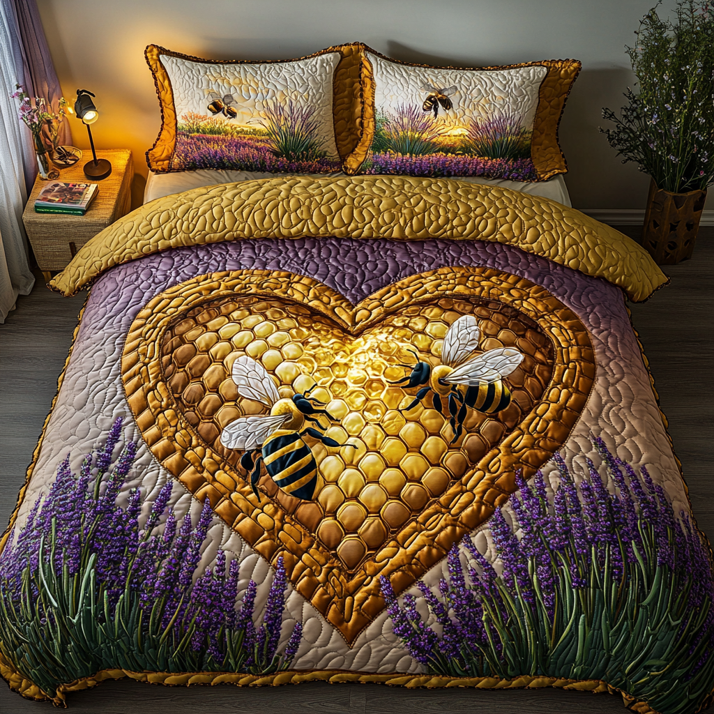 Bee Flight Quilted Bedding Set Duvet Cover Bed Sheet Set Bee Themed Gifts For Her Bee Flight Quilted Bedding Set Duvet Cover Bed Sheet Set Bee Themed Gifts For Her