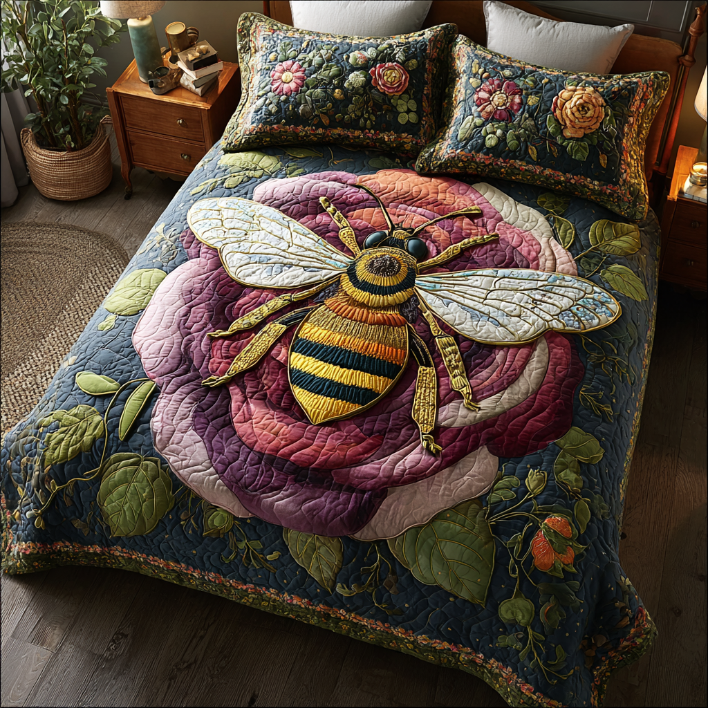 Bee Garden Quilted Bedding Set Duvet Cover Bed Sheet Set Best Gifts For Beekeepers Bee Garden Quilted Bedding Set Duvet Cover Bed Sheet Set Best Gifts For Beekeepers