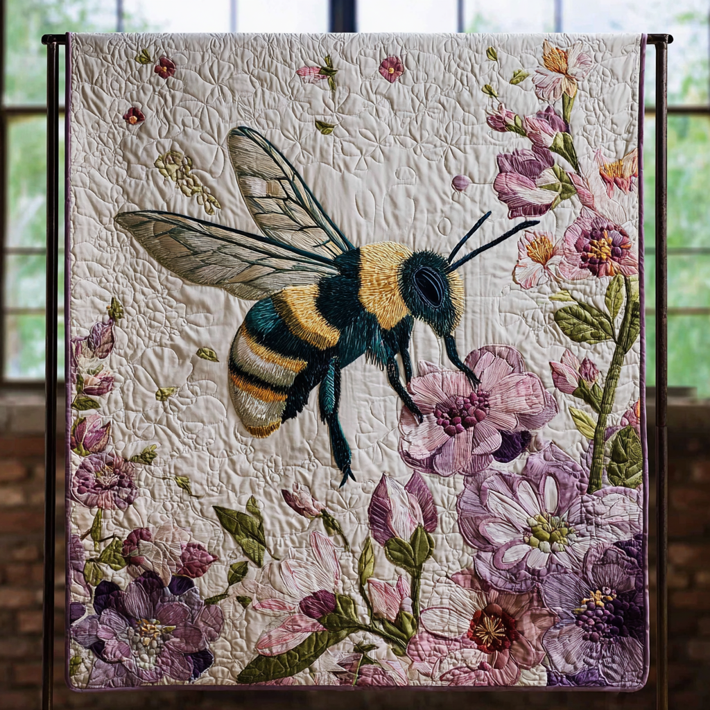 Bee Garden Quilted Blanket Nice Throw Blanket Best Bee Gifts For Women Bee Garden Quilted Blanket Nice Throw Blanket Best Bee Gifts For Women