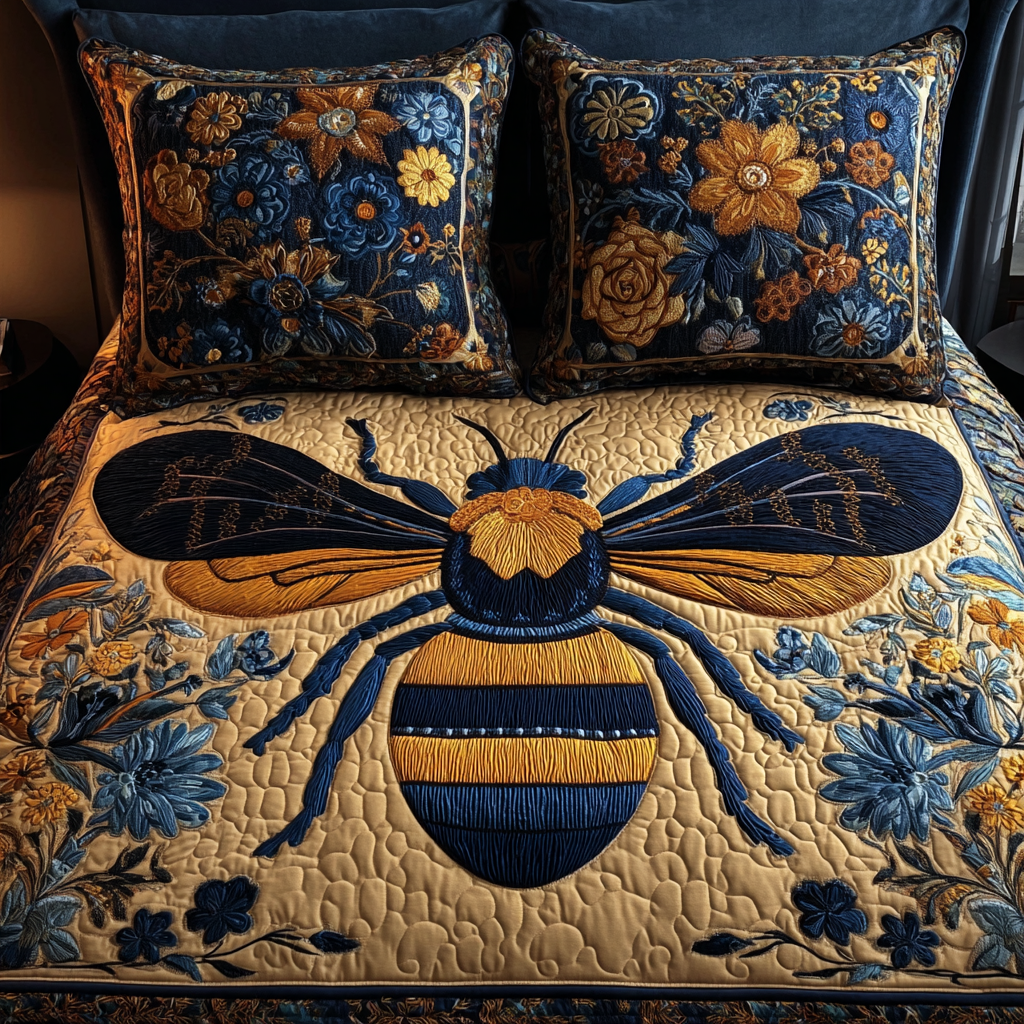 Bee Nest Quilted Bedding Set Duvet Cover Bed Sheet Set Bee Inspired Gifts