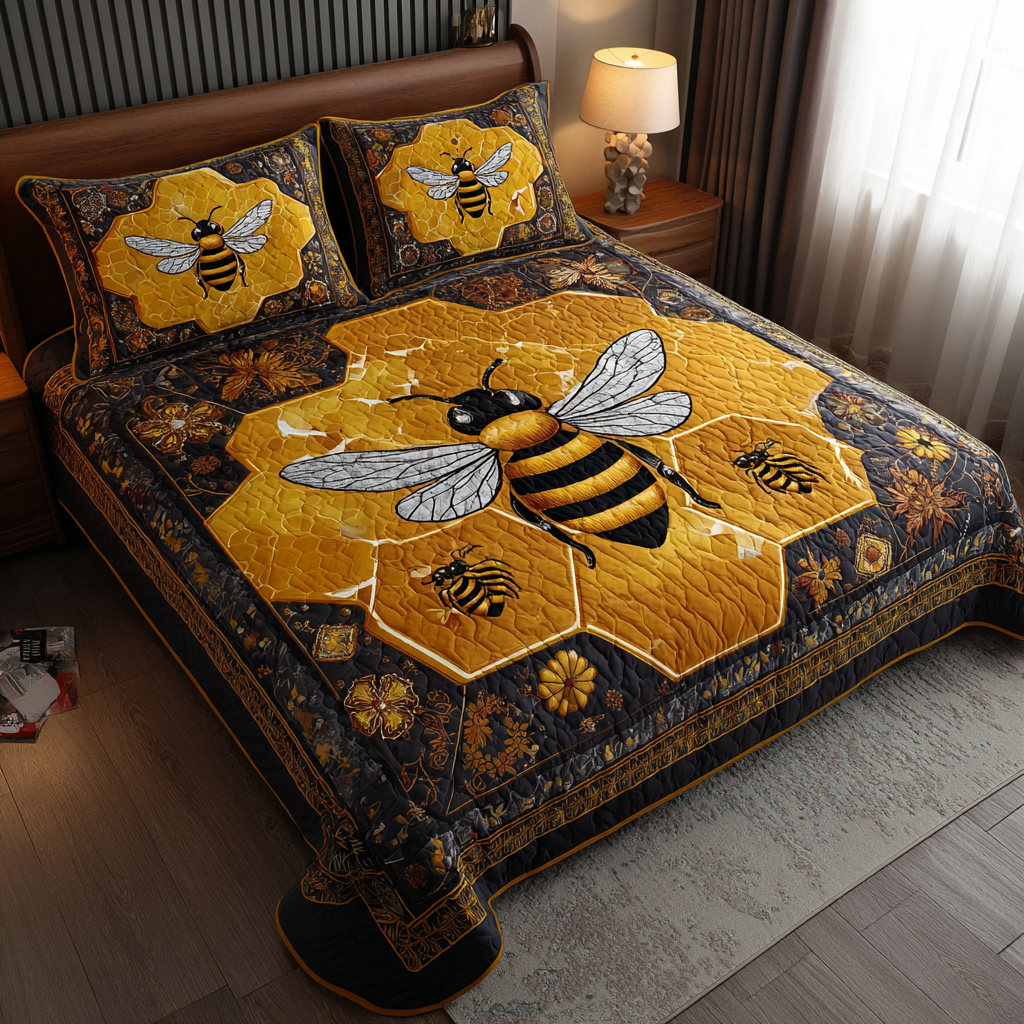 Bee Whisper Quilted Bedding Set Duvet Cover Bed Sheet Set Best Bee Gifts For Women Bee Whisper Quilted Bedding Set Duvet Cover Bed Sheet Set Best Bee Gifts For Women