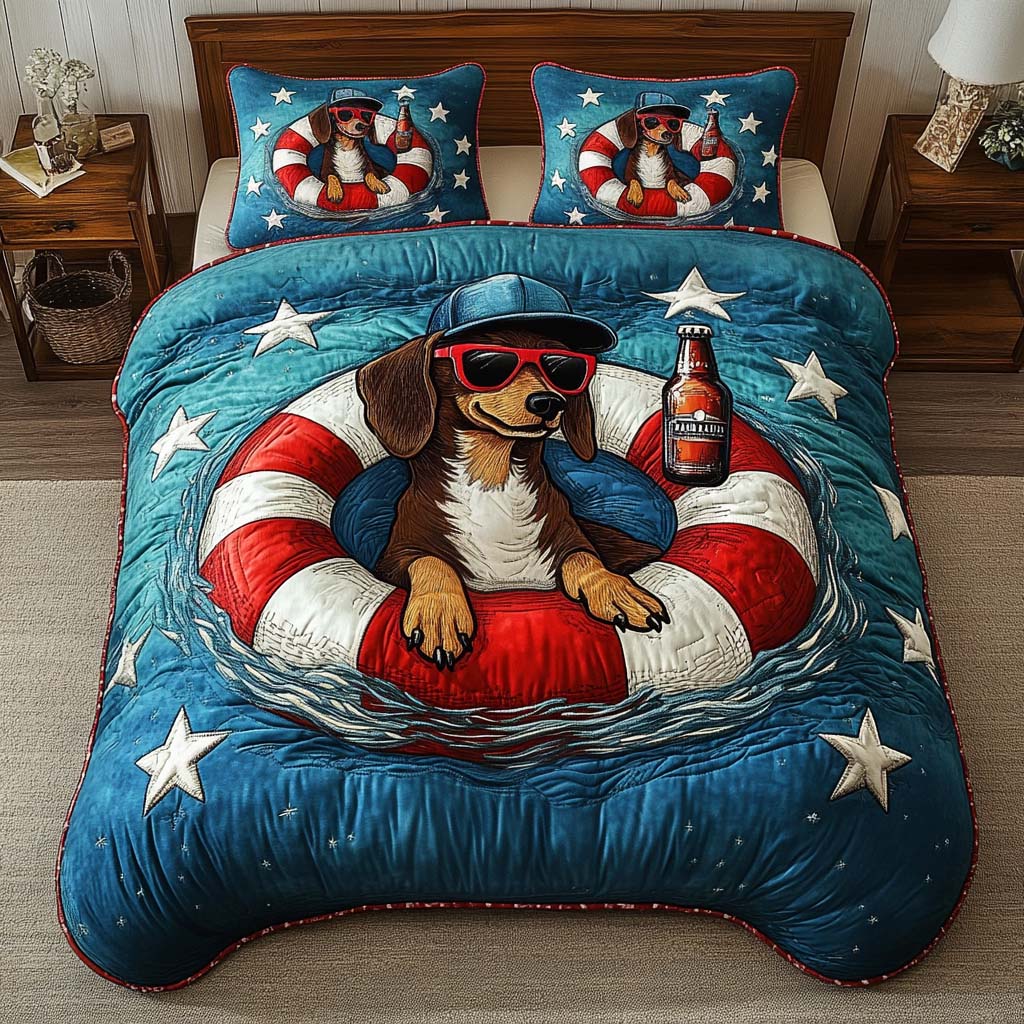 Beer Float Pup Quilted Bedding Set Duvet Cover Merch Patriotic Gift Ideas Beer Float Pup Quilted Bedding Set Duvet Cover Merch Patriotic Gift Ideas