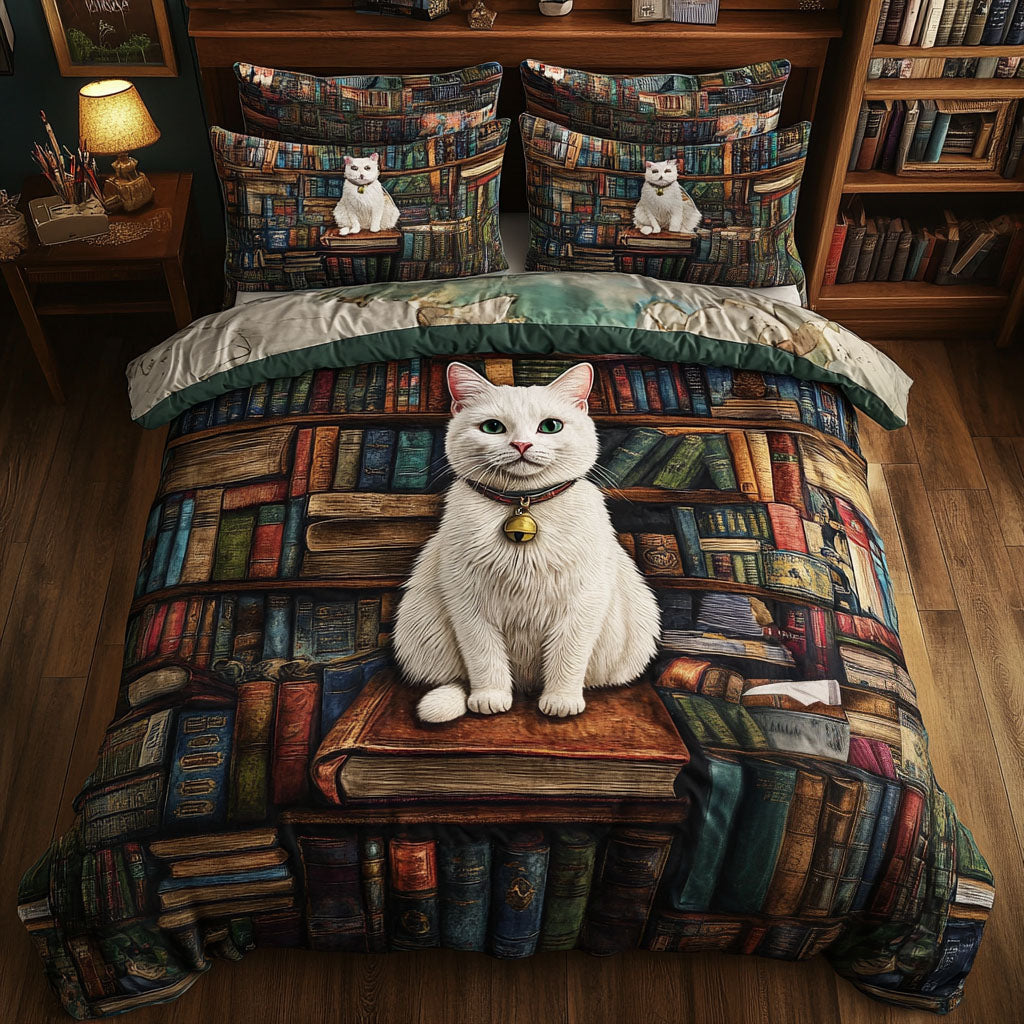 Bibliocat Dreams Quilted Bedding Set Duvet Cover Bed Sheet Set Gifts For Cat People Bibliocat Dreams Quilted Bedding Set Duvet Cover Bed Sheet Set Gifts For Cat People