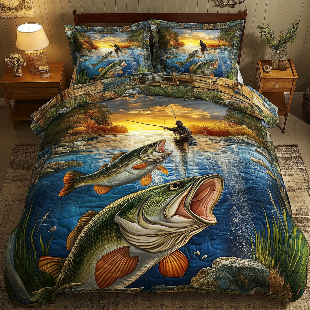 Big Catch Quilted Bedding Set Duvet Cover Merch Fishing Valentines Gifts Big Catch Quilted Bedding Set Duvet Cover Merch Fishing Valentines Gifts