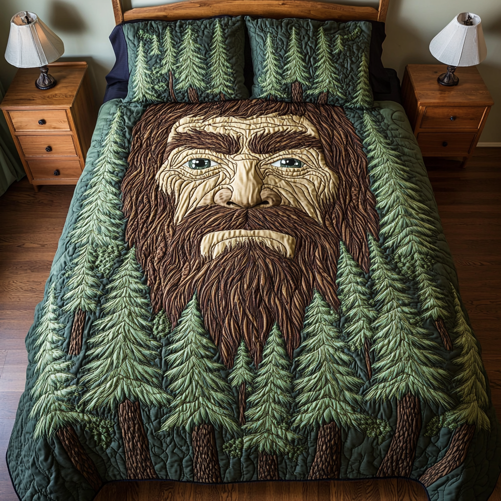 Bigfoot Dreams Quilted Bedding Set Duvet Cover Merch Bigfoot Christmas Gifts
