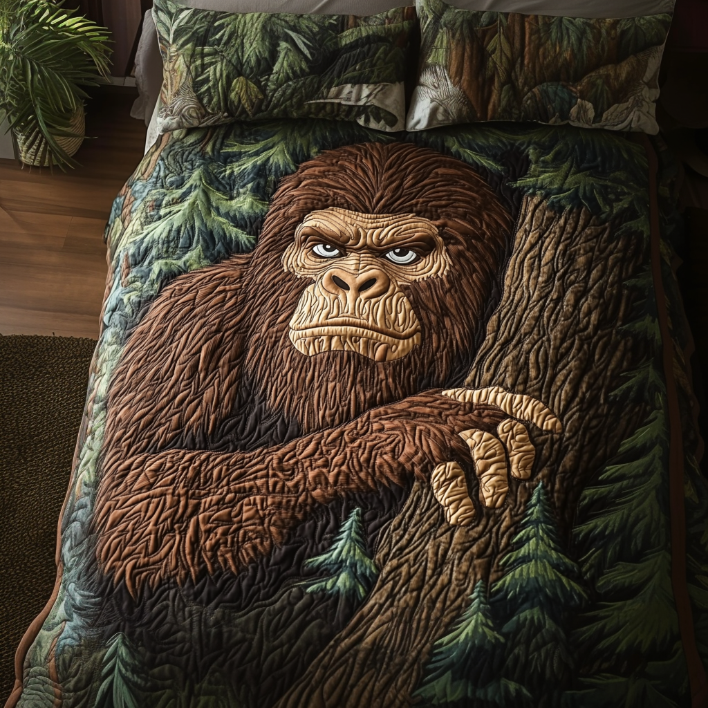 Bigfoot Forest Quilted Bedding Set Duvet Cover Merch Bigfoot Themed Gifts Bigfoot Forest Quilted Bedding Set Duvet Cover Merch Bigfoot Themed Gifts