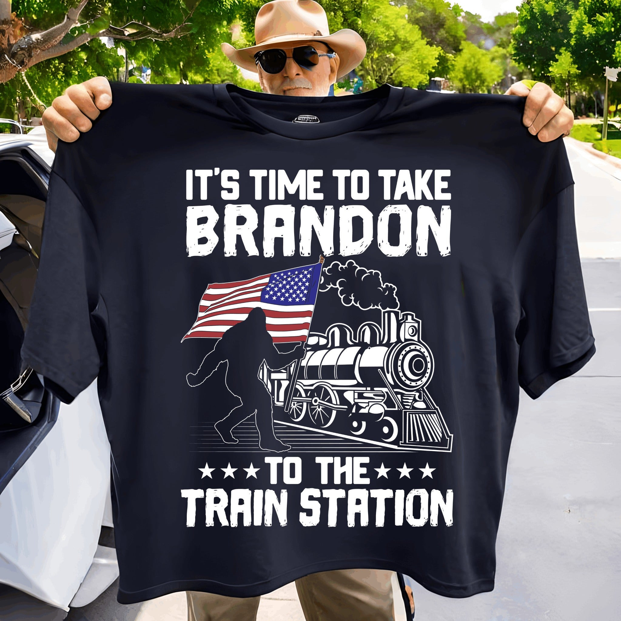 Bigfoot It's Time To Take Brandon To The Train Station Shirt Fjb Let's Go Brandon Merch Bigfoot It's Time To Take Brandon To The Train Station Shirt Fjb Let's Go Brandon Merch
