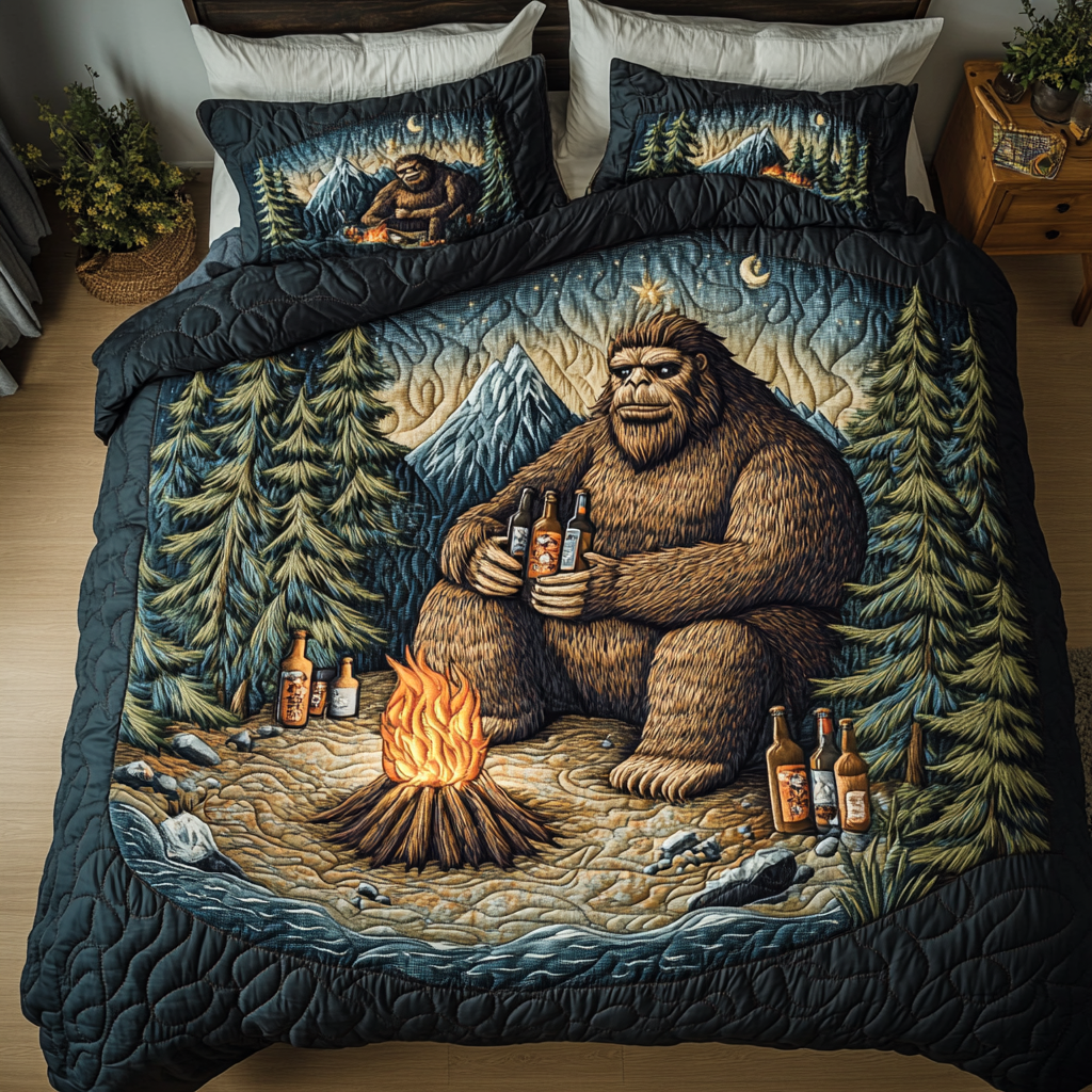 Bigfoot Quest Quilted Bedding Set Duvet Cover Bedspreads Unique Bigfoot Gifts