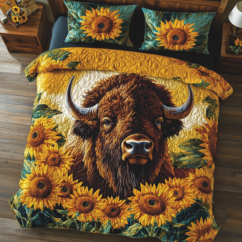 Bison Horizon Quilted Bedding Set Duvet Cover Bedspread Bison Merchandise Items Bison Horizon Quilted Bedding Set Duvet Cover Bedspread Bison Merchandise Items