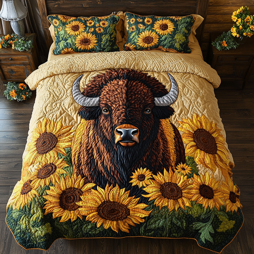 Bison Legacy Quilted Bedding Set Duvet Cover Bedspread Bison Gifts For Adults